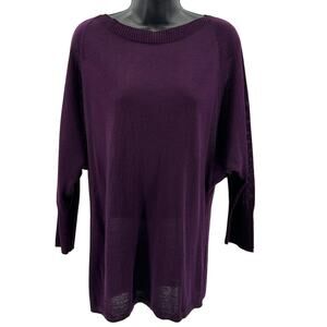 The Limited Sweater WMNS L Tall Purple Pullover Boat Neck Dolman Sleeves Stretch